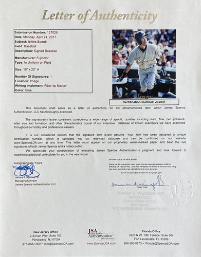 ICHIRO SUZUKI SIGNED MIAMI MARLINS 16x20 PHOTO JSA LOA AUTHENTICATED Z32041 - Picture 4 of 5
