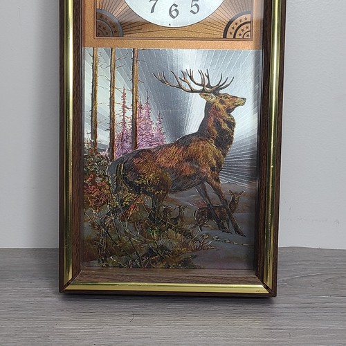 Orologio da parete vintage Emdur prodotti in metallo inverno foresta cervo buck testato funziona - Foto 3 di 8