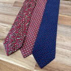 Lot Of 3 Hermès Ties: Floral Geometric Red Blue France Ua Ta Ia
