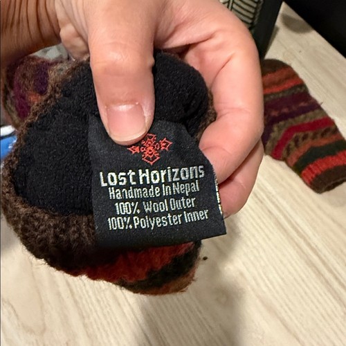 Vintage LOST HORIZON 100% Wolle Fair Isle Fäustlinge. Medium - Bild 3 von 5