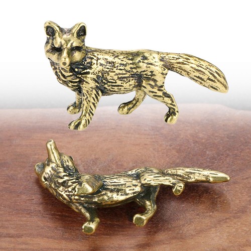 Miniature Antique Brass Fox Sculpture Unique Decorative Ornament Piece - Picture 6 of 10