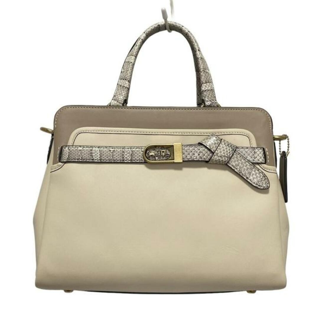 Coach Tate Carryall 29 Color Block Leather Handbag in Ivory Grey C5317-image