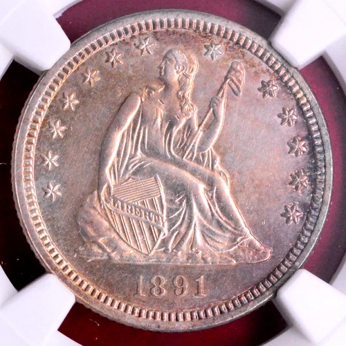 NGC UNCIRCULATED! 1891 SEATED LIBERTY QUARTER