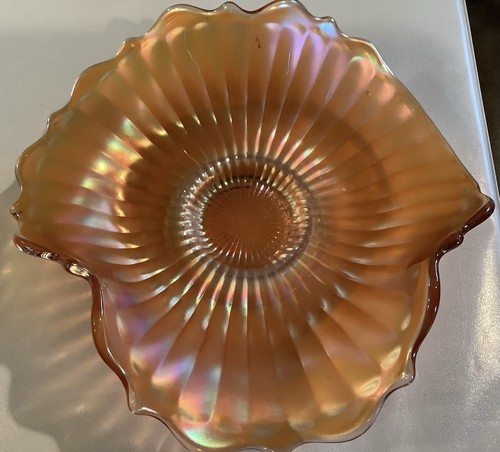 Carnevale Vetro Fenton 3 Punti Raggi Punteggiati Calendula Arruffata Ciotola 6" (132ia) - Foto 5 di 7