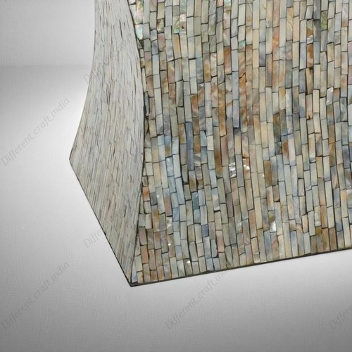 Real Mother of Pearl Inlay End Table Sculpted Square Sitting Stool | Side Table - Picture 4 of 4