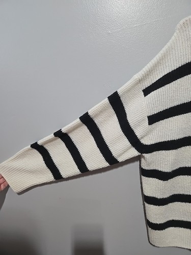 American Eagle lockerer Strickpullover Damen XXL weiß schwarz gestreift Rundhals - Bild 2 von 7
