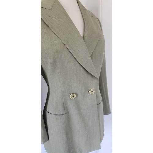 Vintage 90s Richard Tyler Pant Suit Green Wool Silk Blend / Small - Picture 5 of 17