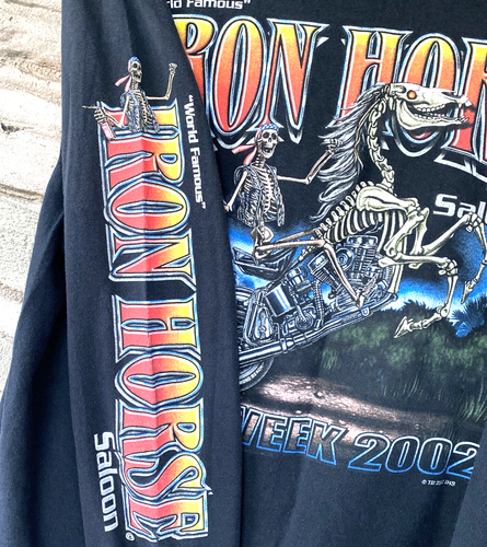 Bike Week T-Shirt Iron Horse Saloon Langarm Henley 2002 Herren LARGE USA Vintage - Bild 8 von 15