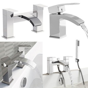 Sickle Spout Bathroom Taps Set Basin Bath Filler Tap And Shower Image Is Loading Sickle Spout Bathroom Taps Set Basin Bath Filler