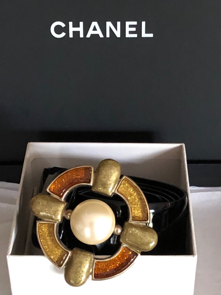 CHANEL ベルト 85cm CHANEL NEW QUILTED BLACK LEATHER BELT WITH CC LOGO GOLD