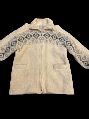 Vintage HILDA LTD 100% Wool Sweater Jacket Full Zip Lined Iceland Women’s Large - Picture 2 of 6