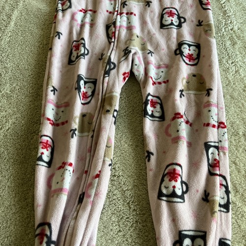 Just One You Girls Pink Penguins Reindeer Snowman Fleece Long Sleeve Pajamas 4T - Picture 5 of 9