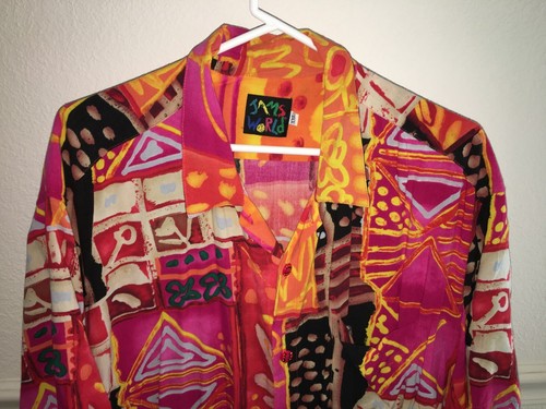 MENS JAMS WORLD PINK BLACK RAYON HAWAIIAN ISLAND ALOHA SHIRT SIZE 2XL XXL 50" - Picture 2 of 4