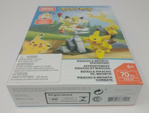 NEW Mega Construx Pokemon Pikachu & Meowth Showdown 70 Pc FVK78 Block Build Set - Picture 2 of 6