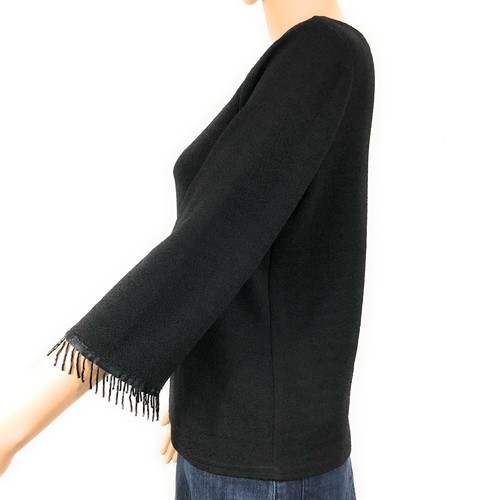 Womens Shirt Size 4 Petite Black Long Sleeve Beaded Melissa Petites Collection - Picture 5 of 9