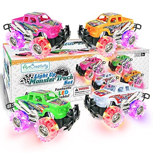 Light Up Monster Trucks for Boys,- 6 Inch Toy Cars for 2 Year Old Boys,- Push - Picture 3 of 7