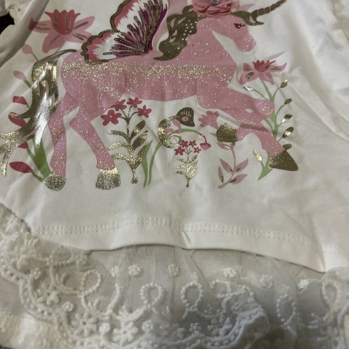 NEU Cynthia Rowley Mädchen Glitzer Einhorn Blume 2-teiliges Set Shirt/Leggings Größe 4 - Bild 3 von 3