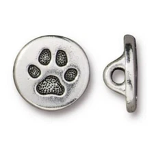 TierraCast Paw Buttons, Antiqued Silver Plated Pewter (Pkg. of 4)