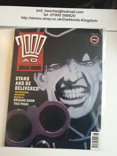2000AD Prog 717, UK comic - Nice VFN+ clean - Featuring JudgeDredd - 9 Feb 1991 - Imagen 2 de 3