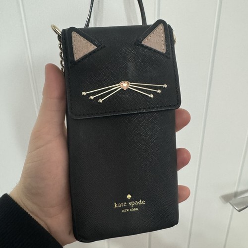 Kate Spade Kitten Cat Phone Bag Black Whiskers Cross Body See Pics For Cond. - Picture 2 of 12