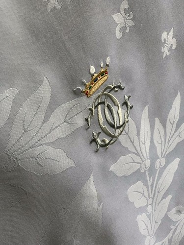 Antik'Etoff, 6 table towels, monogram under Viscount crown, unique gift - Picture 6 of 11