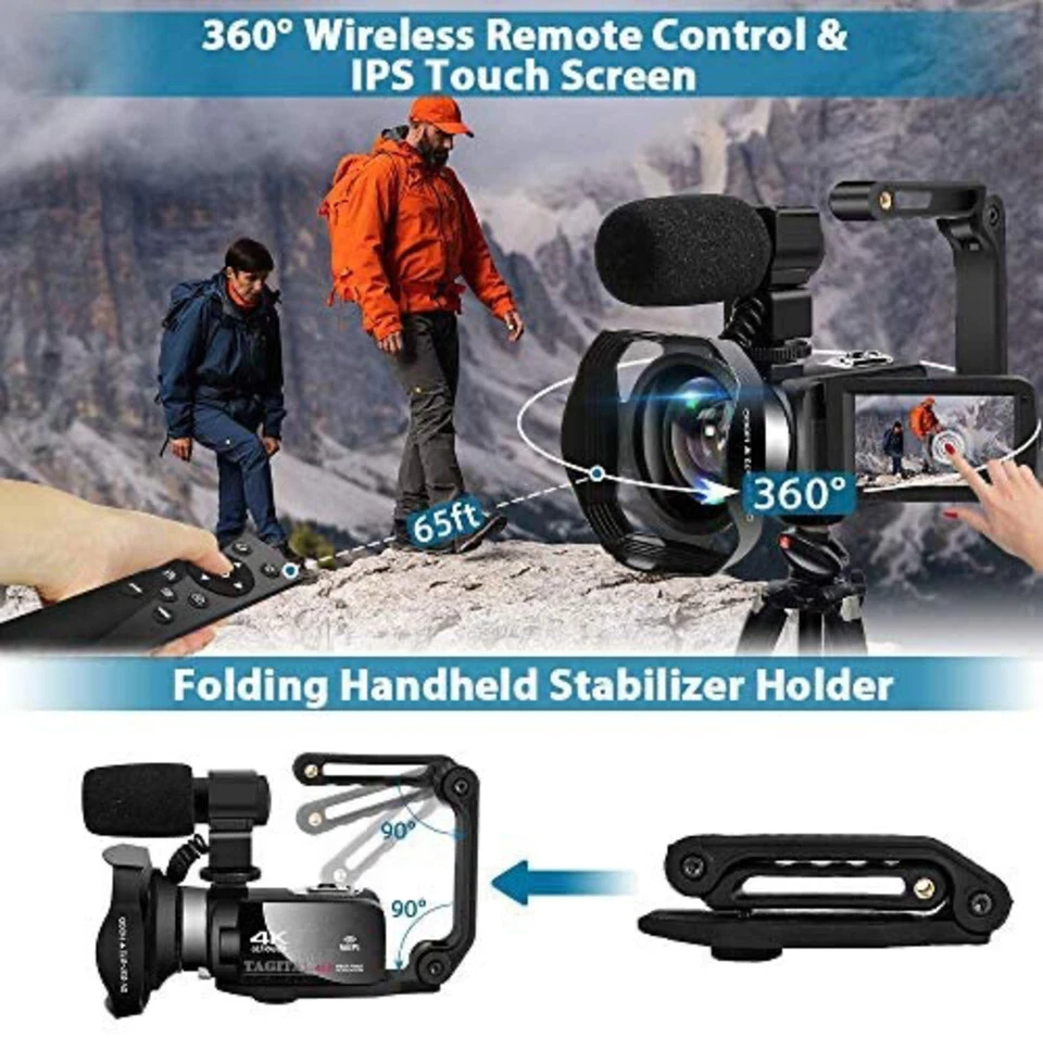 Video Camera Camcorder 4K WiFi 48MP Vlogging Camera for YouTube with Microphone - Image 2 of 4