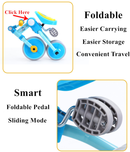 2 in 1 Kids Foldable Balance Bike Push Kick Bicycle Tricycle Ride On Walker Toy - Picture 10 of 15