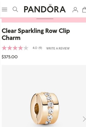 100% Authentic PANDORA 14k Gold P Clear Sparkling Row Clip Charm 761972C01 - Picture 8 of 8
