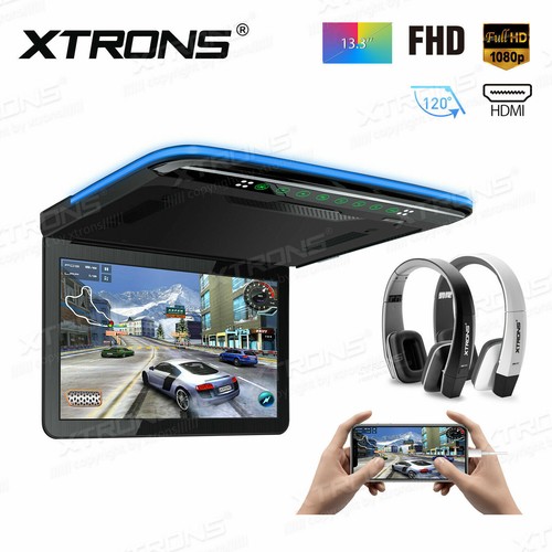 Ultra Thin 13.3" HD Screen Car Roof Overhead Monitor HDMI/USB/SD/FM +IR Headsets - Picture 23 of 42