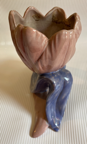 VINTAGE STANGL POTTERY ~ TERRA ROSE PINK TULIP PLANTER VASE ~ 3673 ~ U.S.A. - Picture 8 of 16