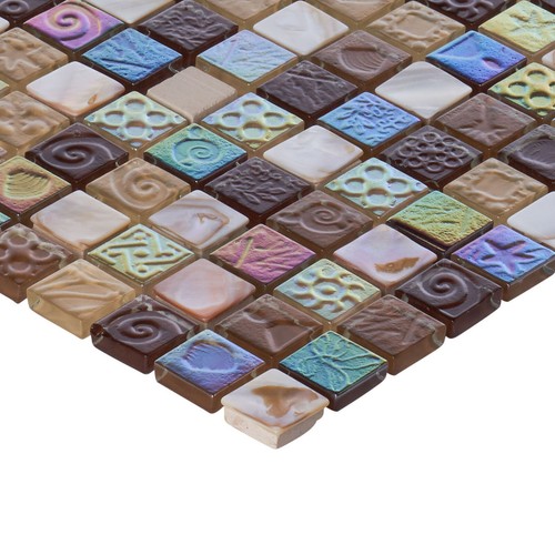 Brown Mother Of Pearl Sell Iridescent Glass Mosaic Tile Kitchen Bath Backsplash - Picture 4 of 21