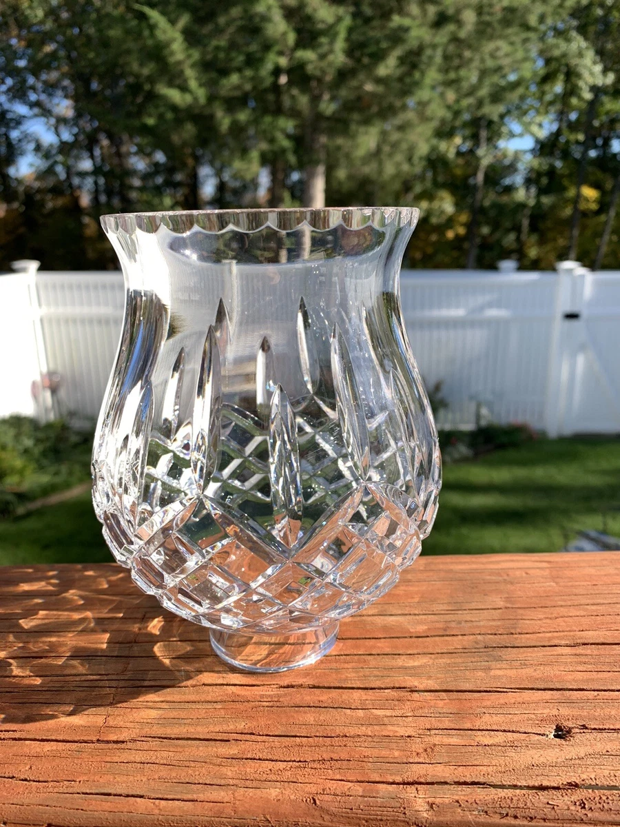 Vintage Clear Crystal Cut Glass Hurricane Lamp Shade Sconce 6