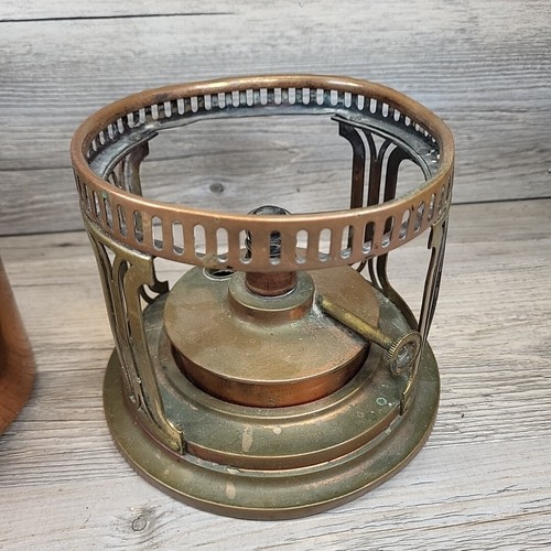 Rare 1910s Art Nouveau Antique Copper Tea Kettle Bass Stand Oil Burner Warmer - Picture 9 of 17