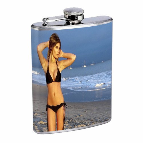 Beach Pin Up Girls D11 Flask 8oz Stainless Steel Hip Drinking Whiskey Model Babe - Bild 1 von 2