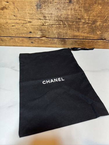 Authentic Chanel Dust Bag Storage Cover Pouch Drawstring Black 13.5 X 9.5 - Picture 2 of 4
