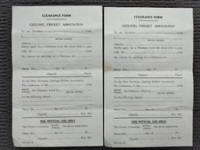 x2 1964 Geelong Cricket Association Clearance Form Free Postage Vintage Rare 
