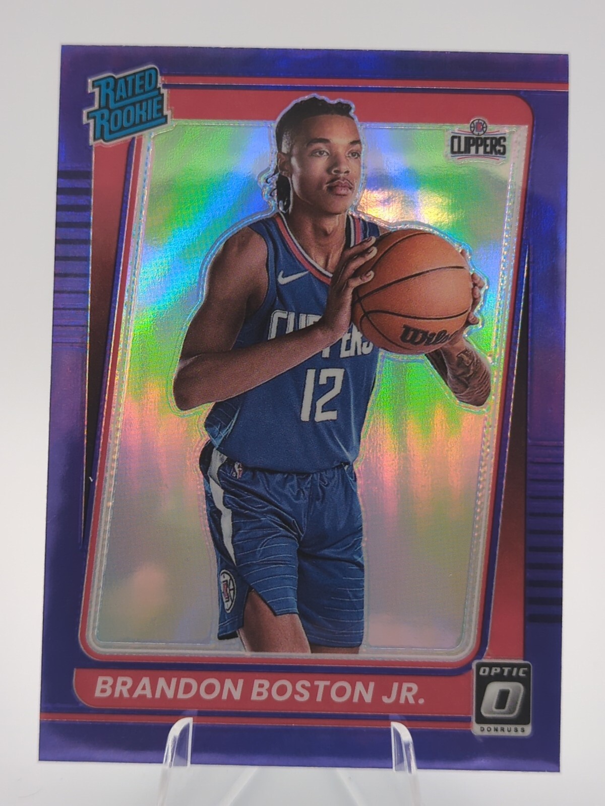 2021-22 Panini Donruss Optic Purple Prizm Brandon Boston Jr #189 RC Clippers