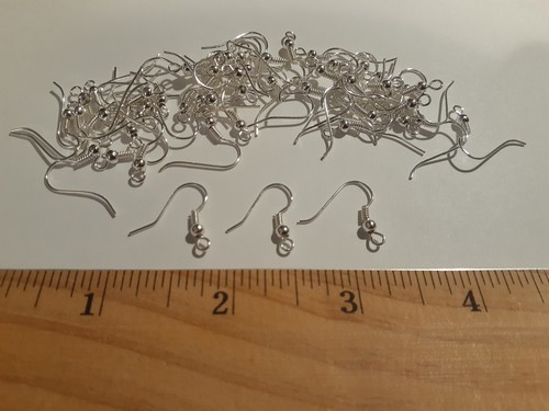 50PCs Silver Earring hooks With Ball and Wire in a silver tone Crafts USA SHIP - Picture 5 of 13