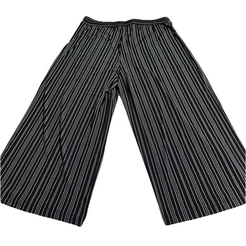 Adrianna Papell BLACK White Stripe Wide Leg Pull On Cropped Pants Size XL NWT - Picture 7 of 11