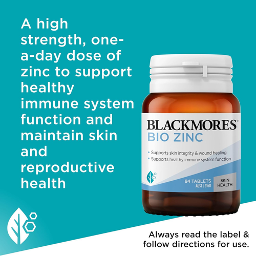 Blackmores Bio Zinc Supports Skin Integrity Immune System Function 84 Tablets - Picture 5 of 9