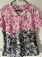 UA Scrubs Abstract Floral Ballet Pink Scrub Top Size Medium