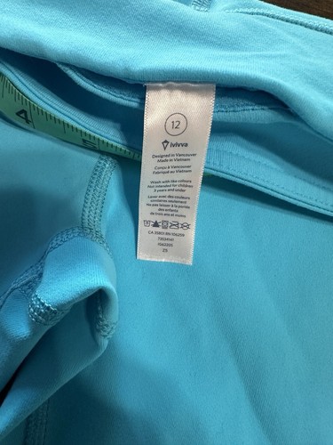 Ivivva by Lululemon Girls Kids 12 Yoga Pants Tight Leggings Blue Rhythmic Crop - Picture 4 of 11