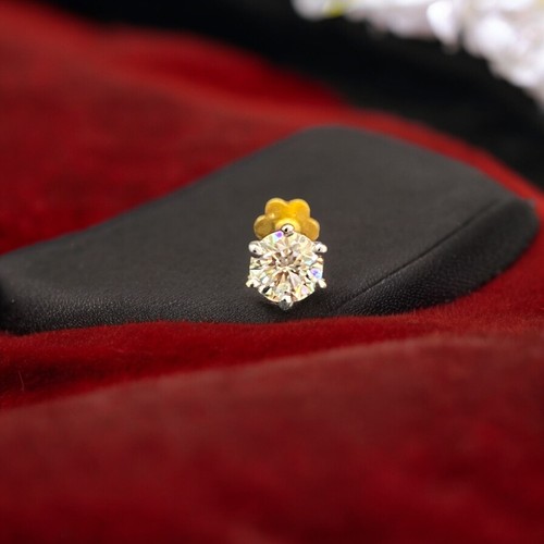 Schöner 0,25 Karat runder Brillantschliff Diamant f/VS Solitär Nasenbolzen 18K Gold - Bild 3 von 9