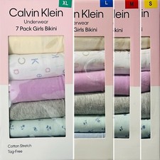 Calvin Klein Girls  Bikini Underwear Cotton Stretch Tag-Free, 7-pack