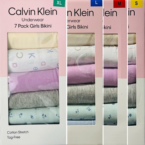 Calvin Klein Girls’ Bikini Underwear Cotton Stretch Tag-Free, 7-pack - Picture 1 of 14