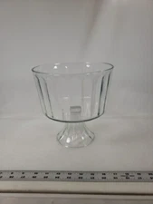 Paneled Compote Dish Footed Clear Glass Centerpiece Lounge Table Decor Fruit 