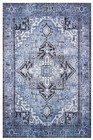 Blue Area Rug in Geometric Vintage Style, Brand New Non Slip Wasable Carpet