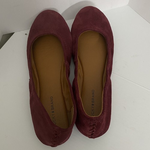 Lucky Brand Emmie Ballet Flat Burgundy Suede Leather Women's Sz 8 M - Picture 4 of 8