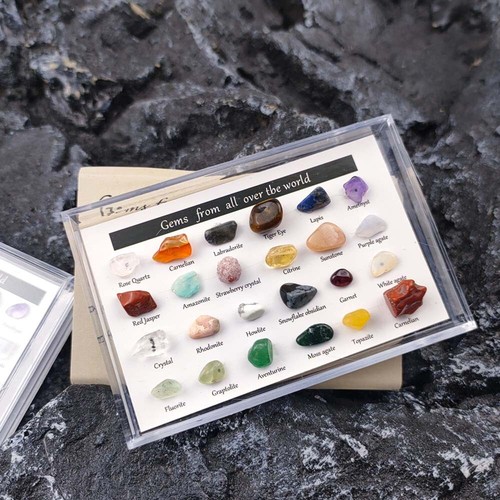 24x Rock and Mineral & Collection Box for Kids Science Geography Education - Picture 1 of 17