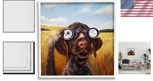 Premium 24" Framed Giclee Dog Artwork - Artistic Home Decor by Lucia Heffernan - Picture 2 of 10